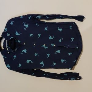 Aeropostale Men's Blue Swordfish Long Sleeved Shirt Size S